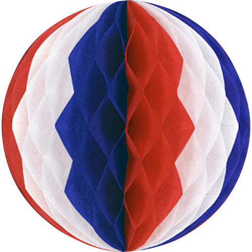 Boule alv&eacute;ol&eacute;e tricolore 25cm