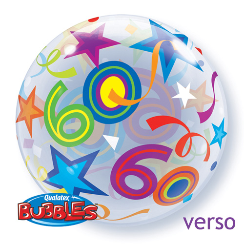 Ballon Bubble chiffre 60 anniversaire