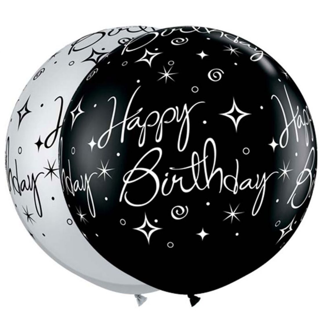 Ballon géant Happy Birthday qualatex noir et argent