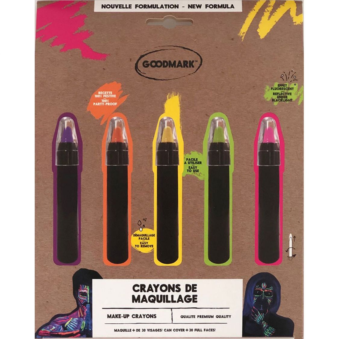 5 Crayons de maquillage UV