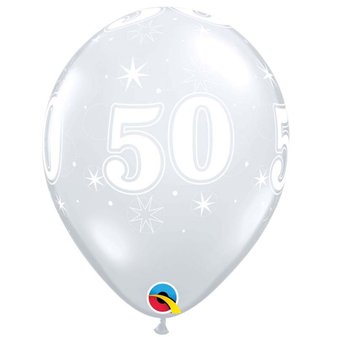 Ballons mylar argent chiffre 50 ans
