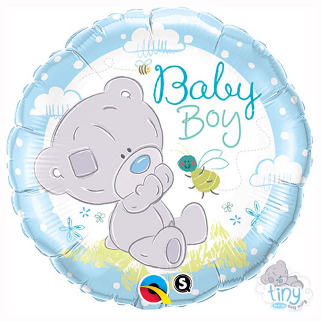 Ballon Rond Baby Teddy Bleu