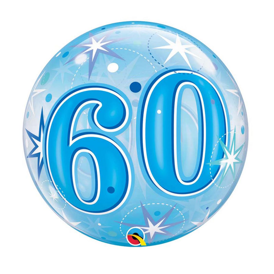 Ballon Bubble chiffre 60 Star Bleu
