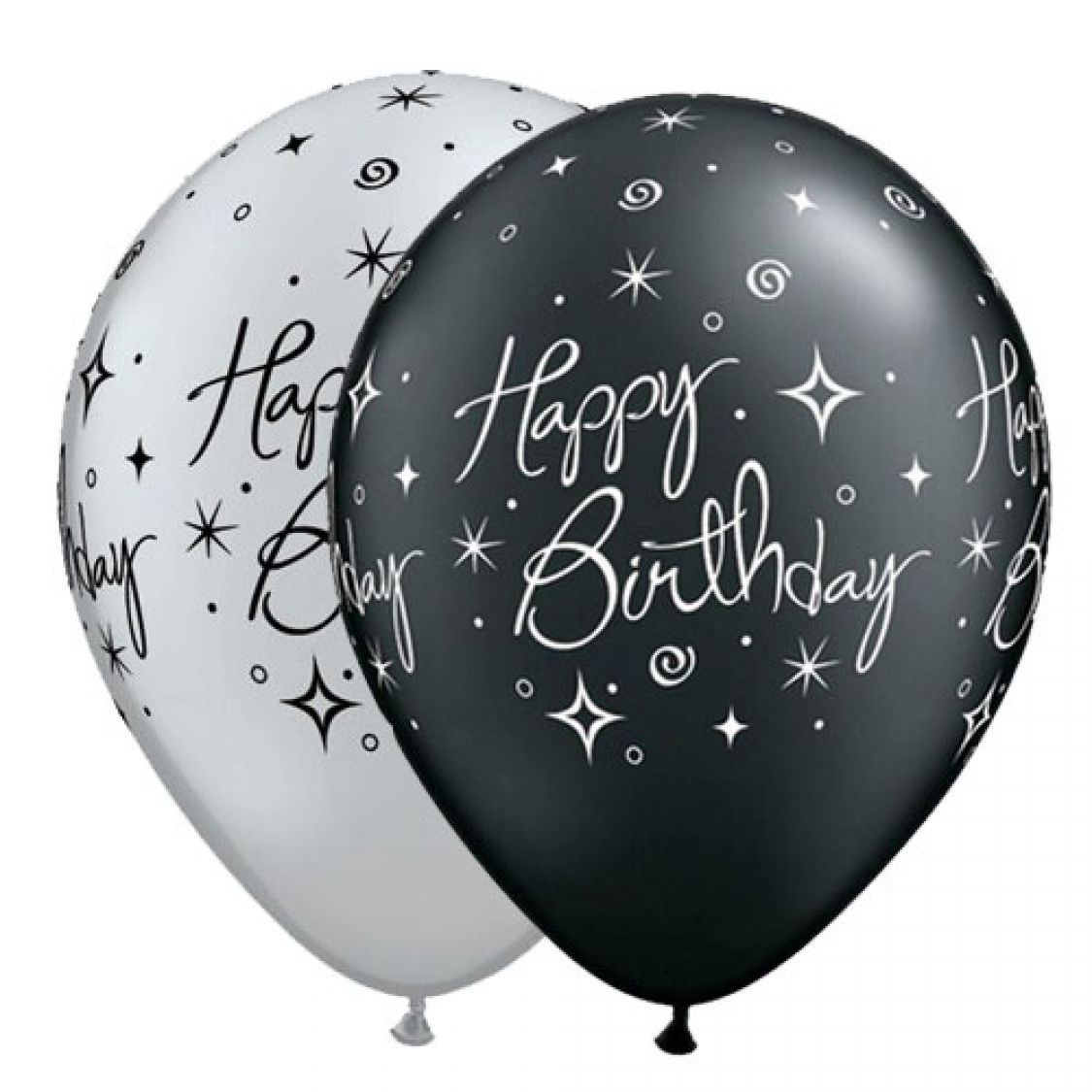 Ballon Happy Birthday qualatex noir et argent