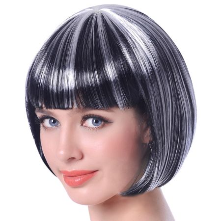 Perruque Carr&eacute; Noire et Blanche femme