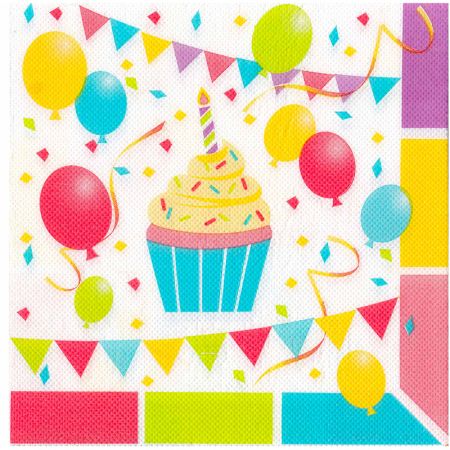 Serviette Jetable Anniversaire Multicolore