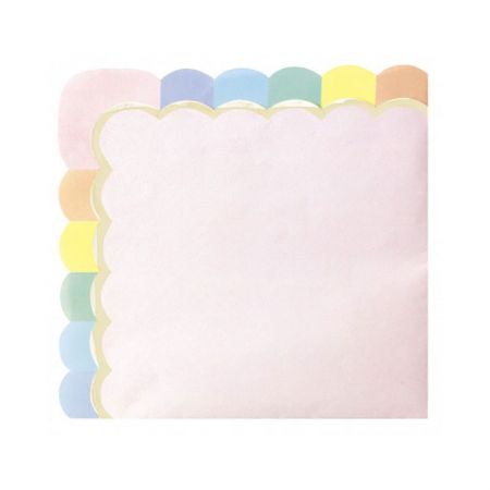 Serviette de table papier festonn&eacute;e pastel Rose