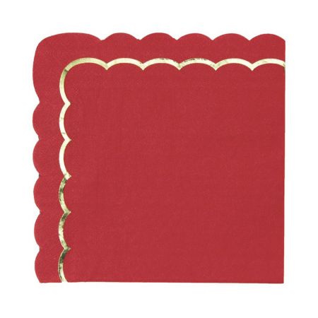 Serviette de table papier festonn&eacute;e Rouge et Or