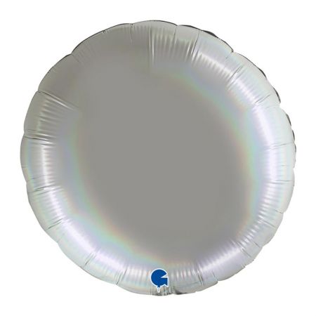 Ballon Mylar Rond Argent Platine Holographic