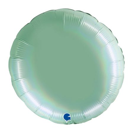 Ballon Mylar Rond vert Tiffany Holographic