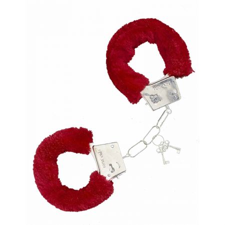 Menottes m&eacute;tal avec fourrure rouge