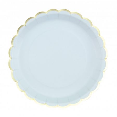 Assiette en Carton Ronde Festonn&eacute;e Bleu Pastel