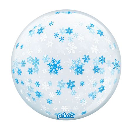 Ballon Prima Sph&egrave;re Flocons Bleu et blanc