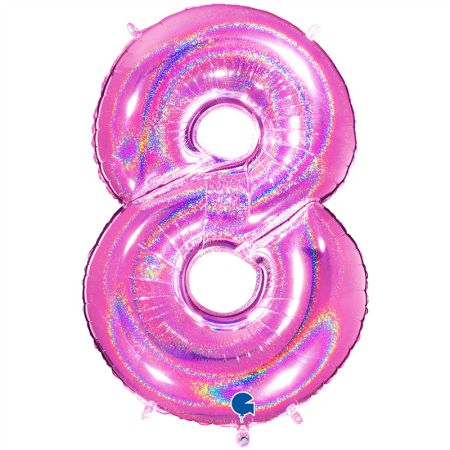Ballon chiffre 8 Fushia Holographique