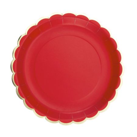 Assiette en Carton Ronde Festonn&eacute;e Rouge