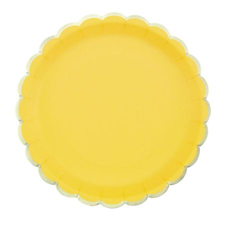 Assiette en Carton Ronde Festonn&eacute;e Jaune