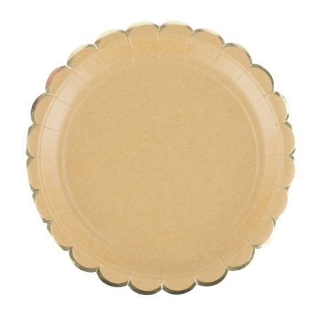 Assiette en Carton Ronde Festonn&eacute;e Kraft