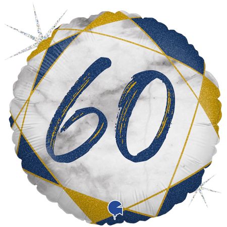 Ballon chiffre 60 Marble Bleu