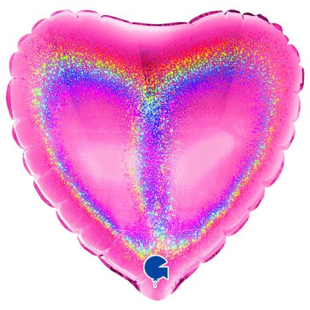 Ballon Alu Coeur Fuchsia Holo