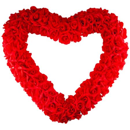 Coeur g&eacute;ant avec roses rouges