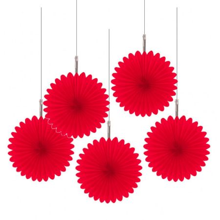 Rosace rouge &agrave; suspendre par 5