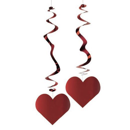 Suspension ignifug&eacute;e coeur rouge Lot de 3