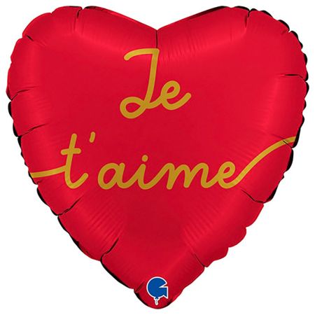 Ballon coeur rouge je t'aime or