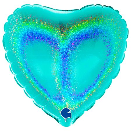 Ballon Alu Coeur Turquoise Holo