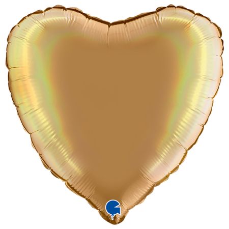 Ballon Mylar Coeur Champagne Platine Holographic