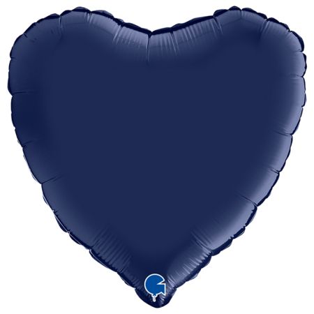 Ballon Mylar Coeur Bleu Marine Satin