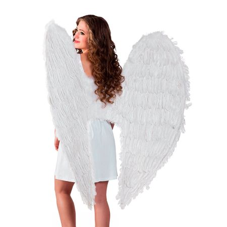 Ailes d'ange en plumes blanches 120cm