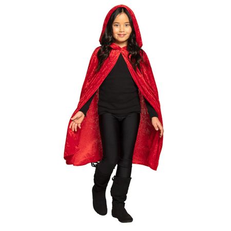 Cape avec capuche velours rouge enfant