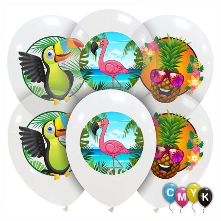 Ballon Latex Tropical Assortis Quadri