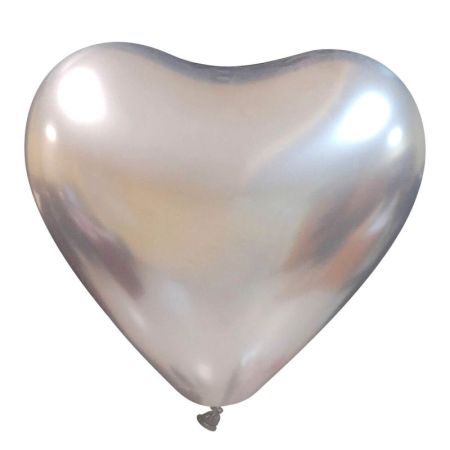 Ballon Coeur 30cm Argent Titalium