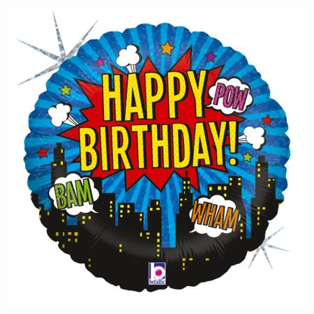 Ballon Happy Birthday H&eacute;ros Black