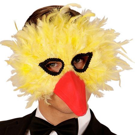 Masque Oiseau plumes jaunes