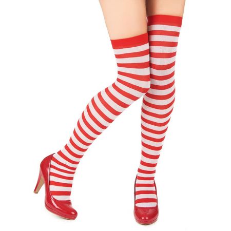 Bas ray&eacute;s rouge et blanc