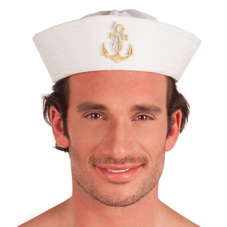 Bob Marin Blanc avec Ancre Dor&eacute;e