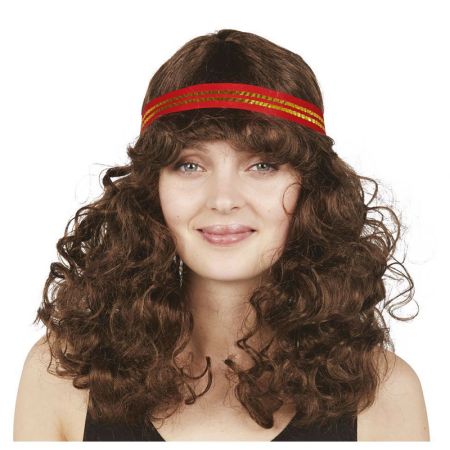 Perruque Hippie Femme fris&eacute;e avec bandeau
