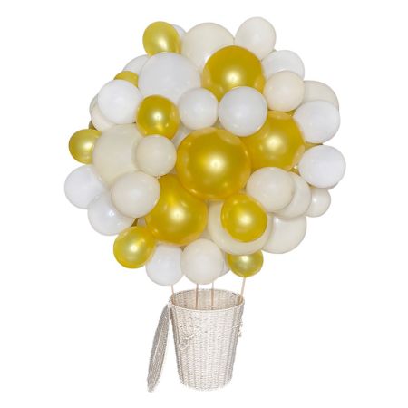 Montgolfi&egrave;re en ballons or et blanc