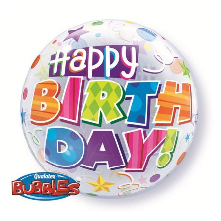 Ballon Bubble Happy Birthday Colors