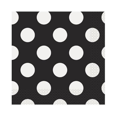 Serviette jetable Noire &agrave; pois blancs