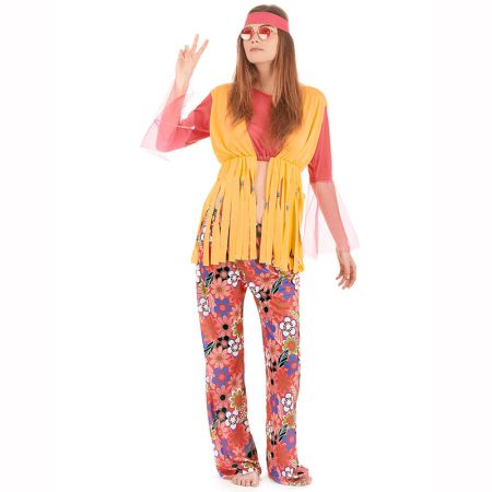 D&eacute;guisement hippie femme jaune et violet