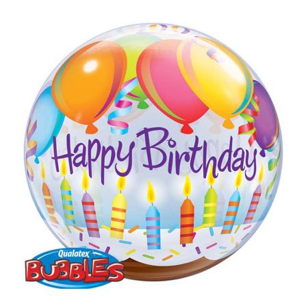 Ballon Bubble Happy Birthday bougies