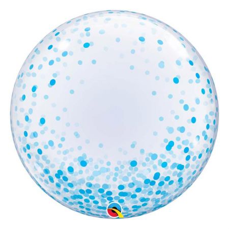 Ballon Bubble Confetti Bleu