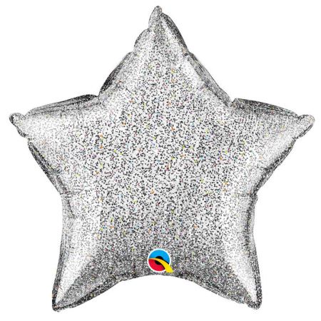 Ballon Mylar étoile argent Glittergraphic