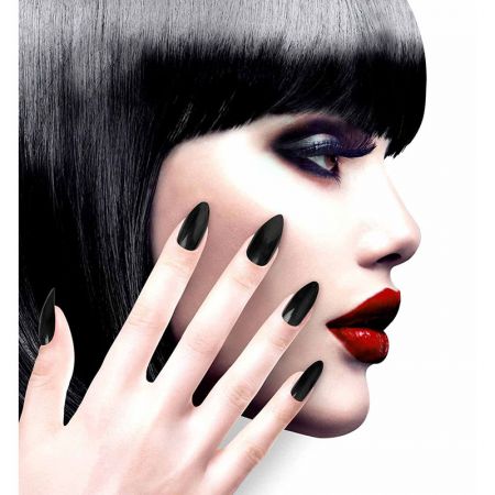 Faux ongles noirs adh&eacute;sifs