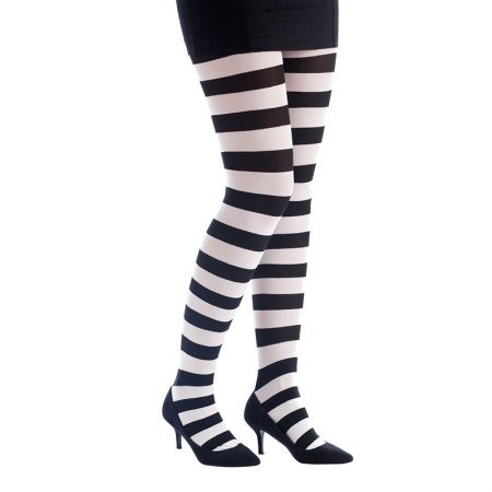 Collant ray&eacute; opaque noir et blanc