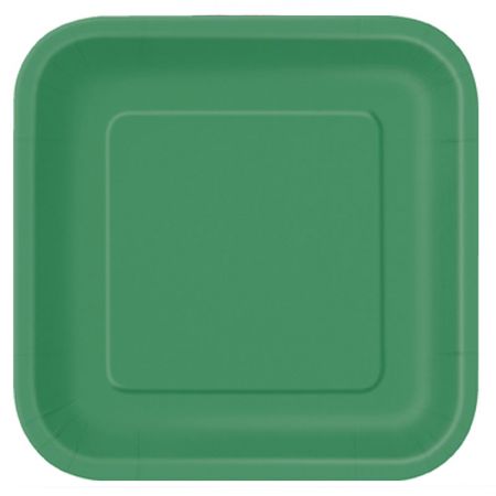 Assiette carrée en carton Vert Emeraude