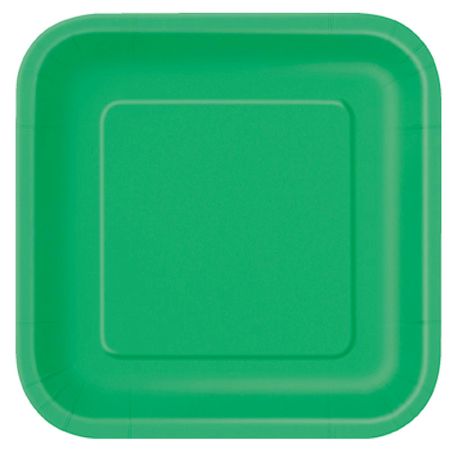 Assiette carr&eacute;e en carton verte
